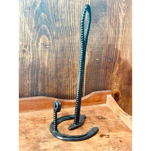 Handmade Rustic Horseshoe Paper Towel Holder Counter Top Stand Western Decor